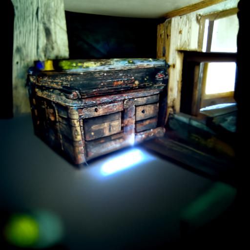 Dusty Treasure Chest in Attic with Soft Lighting