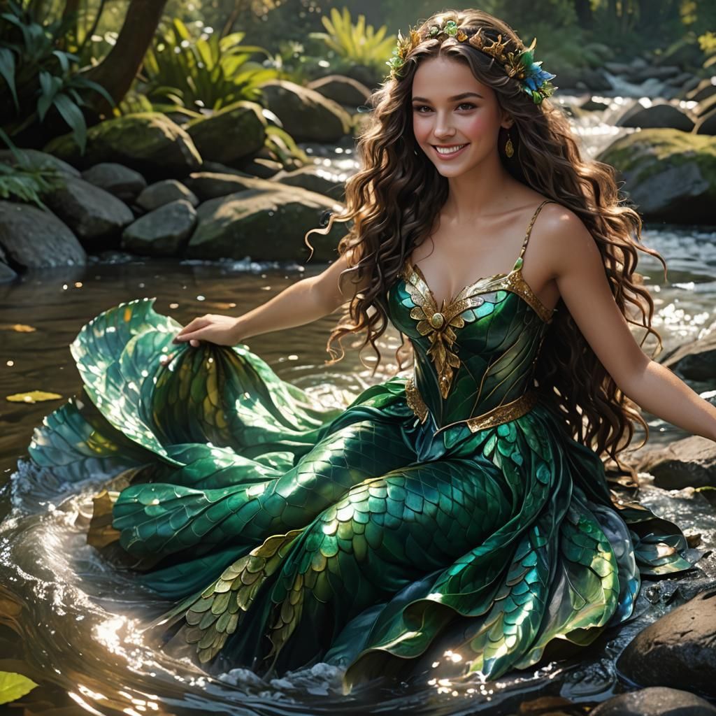 Water Nymph Portrait in Detailed Digital Art