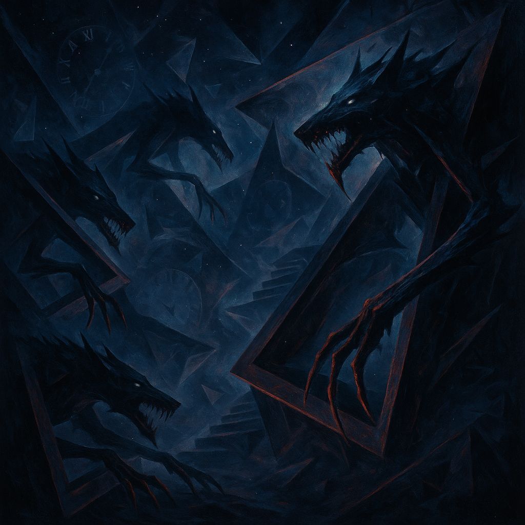 Nightmarish Hounds of Tindalos in Cosmic Horror Style