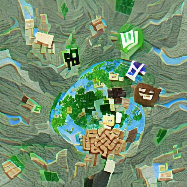 Minecraft World: A Blocky AI-Generated Landscape