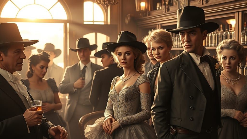 Old West Saloon Scene in Photorealistic Style