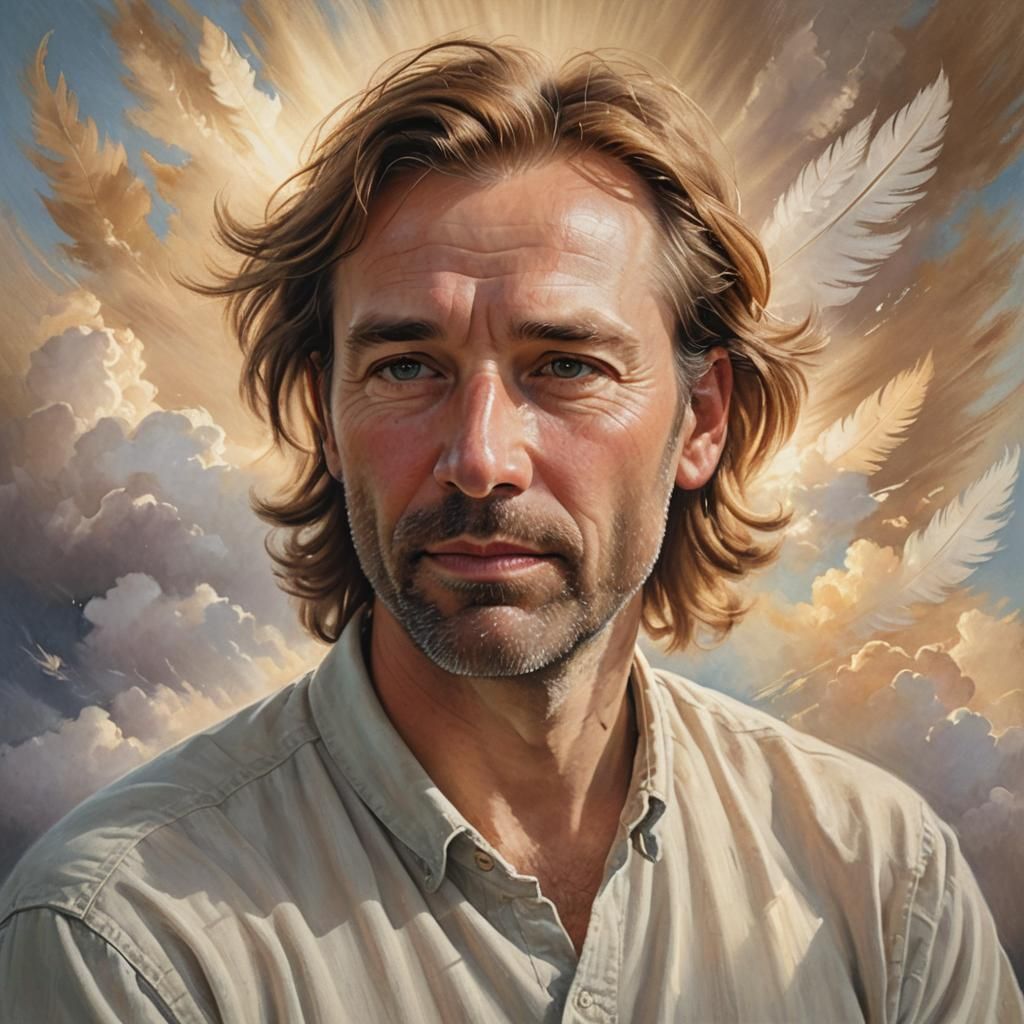 Gentle Man Portrait in Soft Pastel Style