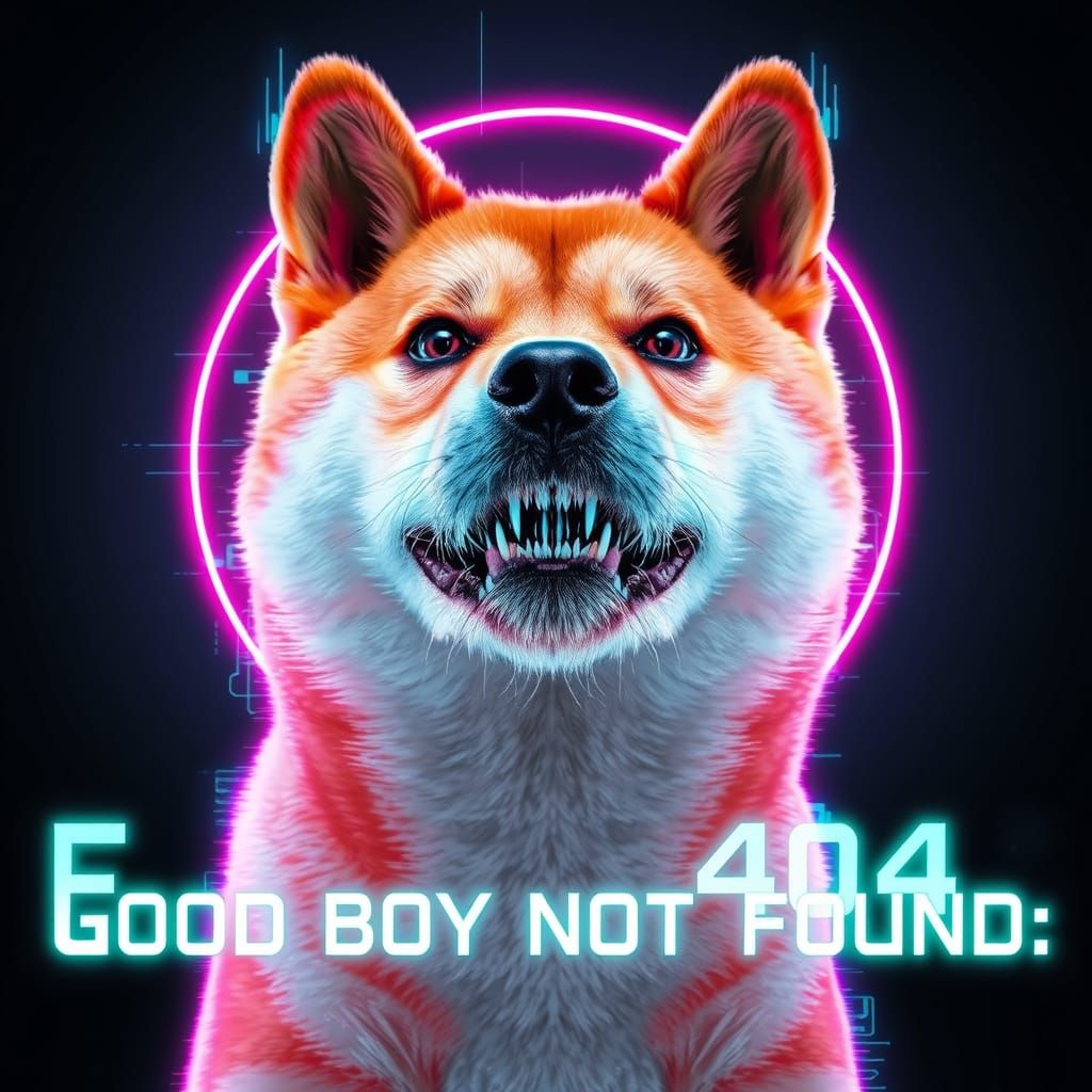Pixelated Shiba Inu in Neon Glitch Aura