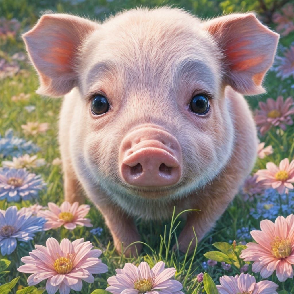 Soft Pastel Piglet Close-Up Masterpiece