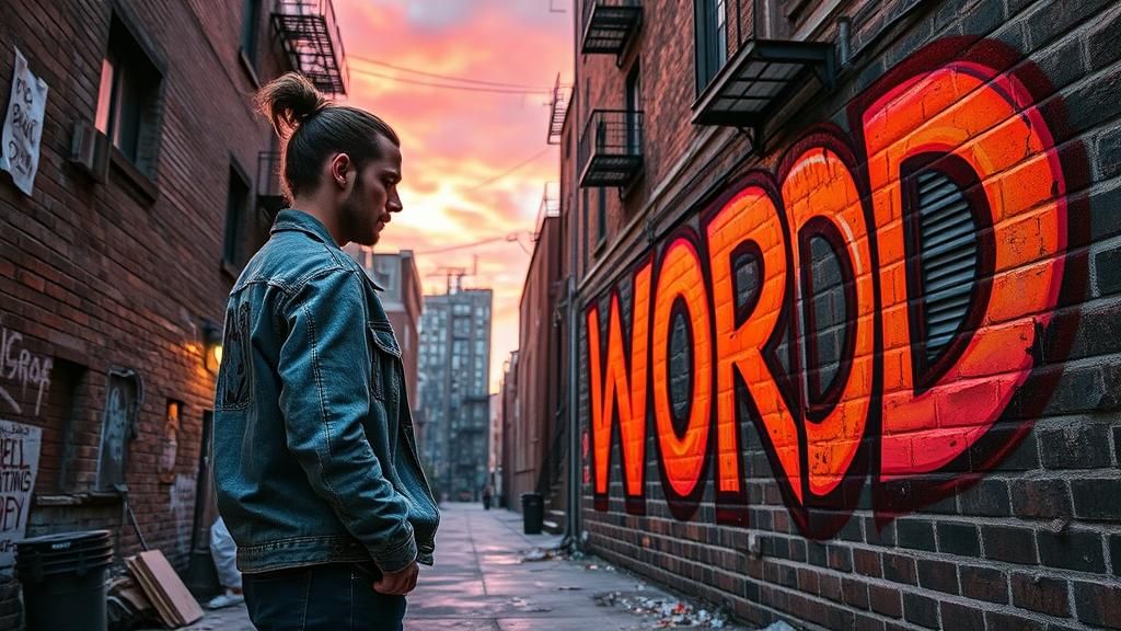 Street Artist's Reverse Portrait in Surreal Urban Landscape