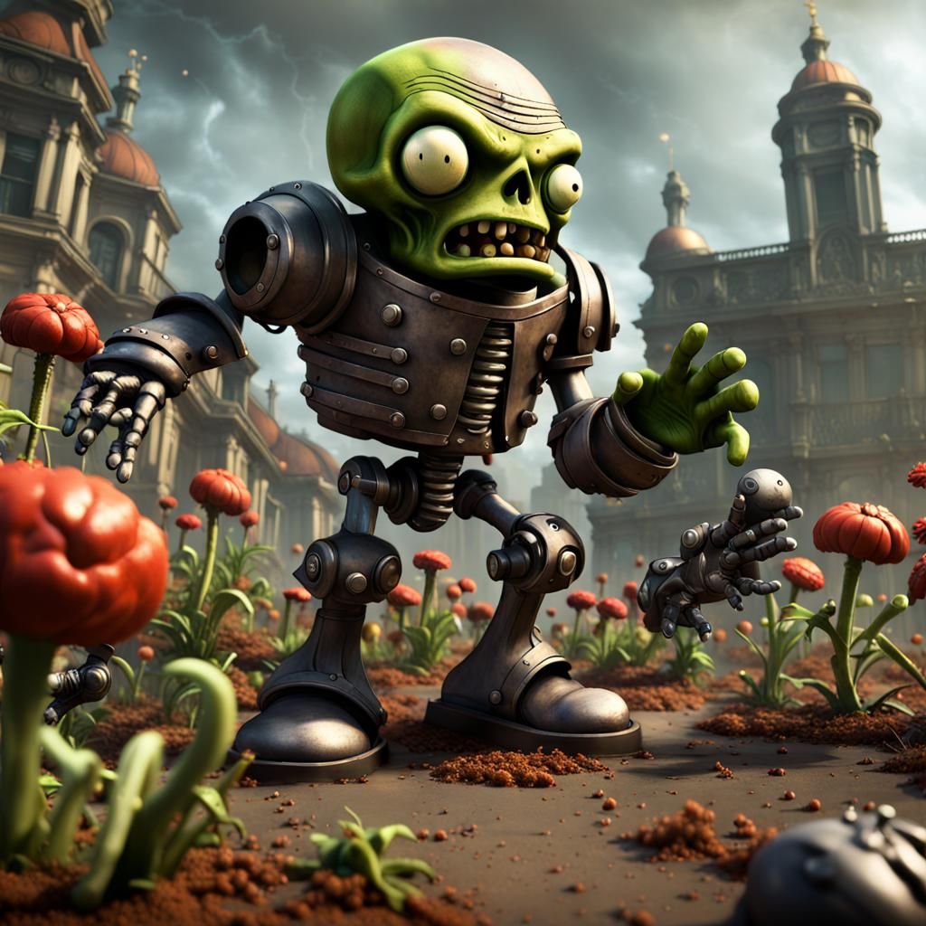 Plants vs Zombies vs Robots: Maximalist Battle Scene