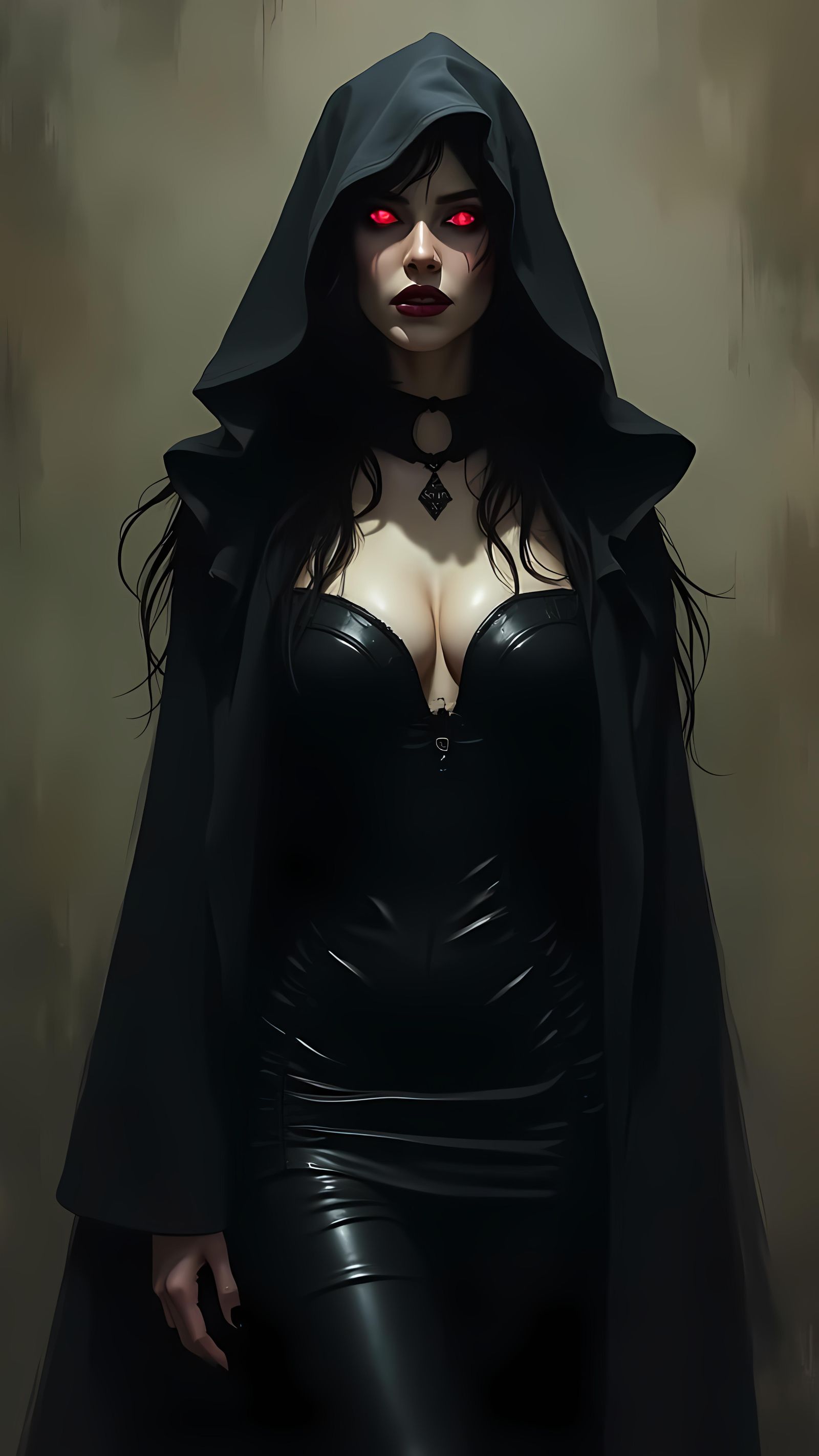 Gothic Raven with Red Eyes in Horror Style