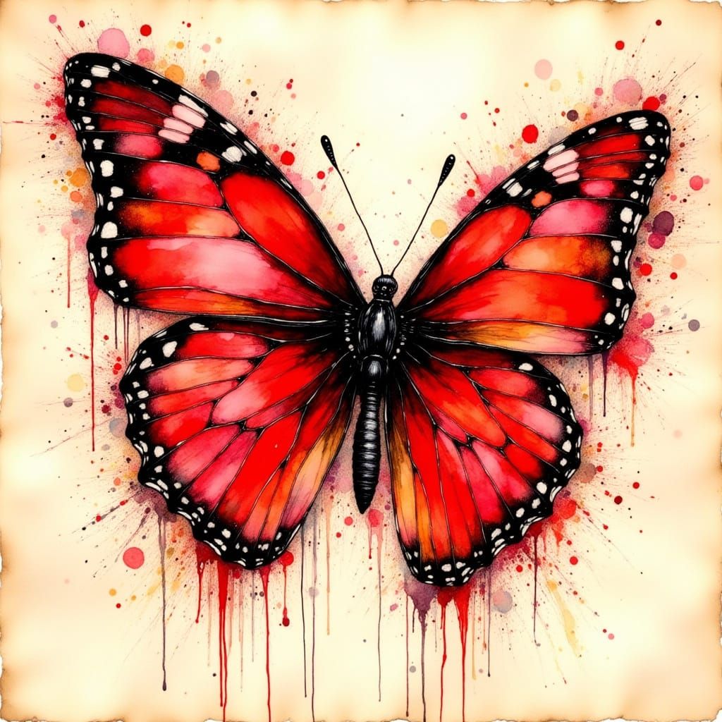Vibrant Butterfly in Dynamic Paint Splash