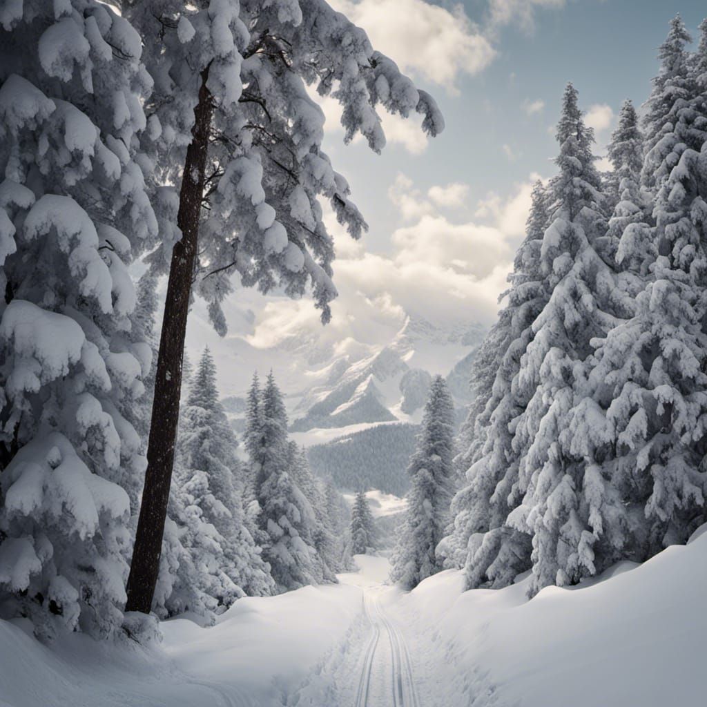 Beautiful Hyperrealistic Snow Skiing Resort