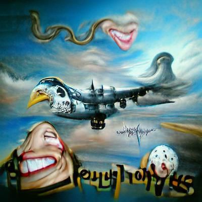 Monty Python's Surreal Flying Fortress Painting