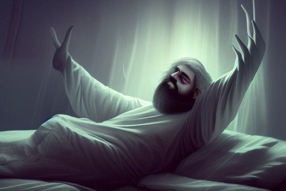 Glowing Figure Removes Evil Spirit: Fantasy Art