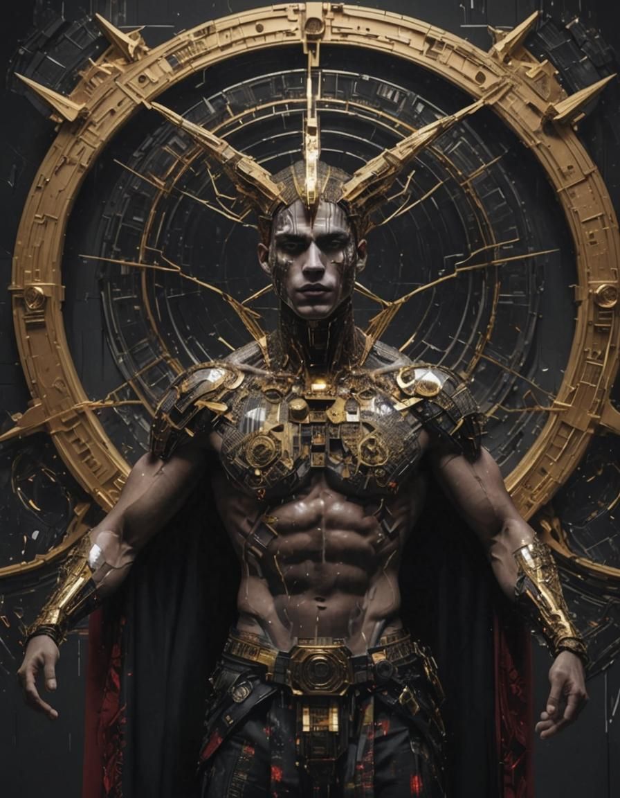 Glitched Neofuturistic Portrait in Surreal Landscape