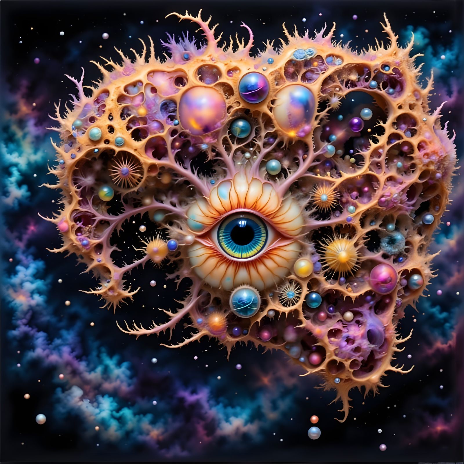 Surreal Macro Eye with Spines in Hyperkraximalismus Style