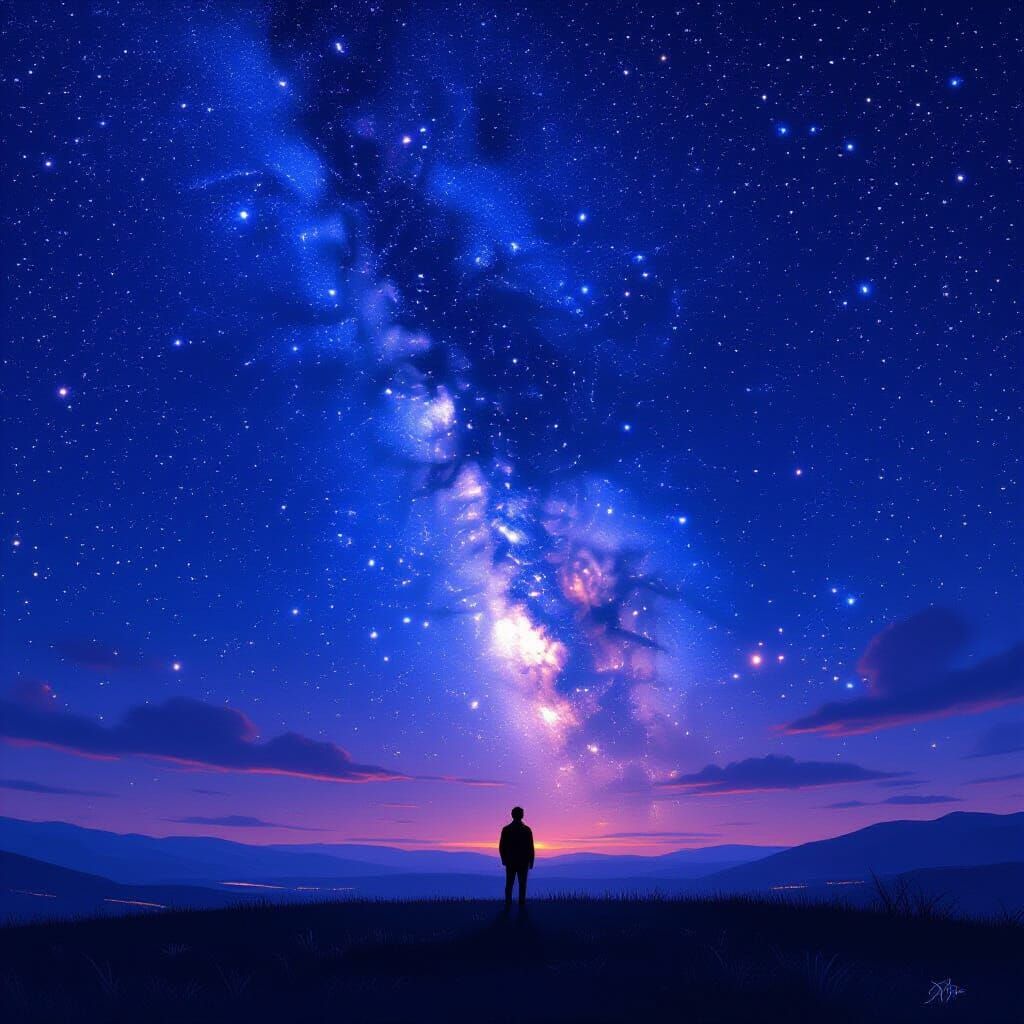 Twinkling Night Sky: Stars Representing People on Earth