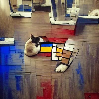 Mondrian Cat Geometric Art