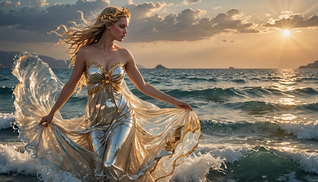 Aphrodite, Goddess of Love, Emerges from the Sea