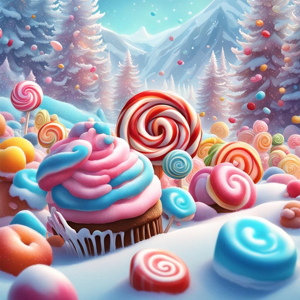 Colorful Candyland in Hyperrealistic Digital Illustration
