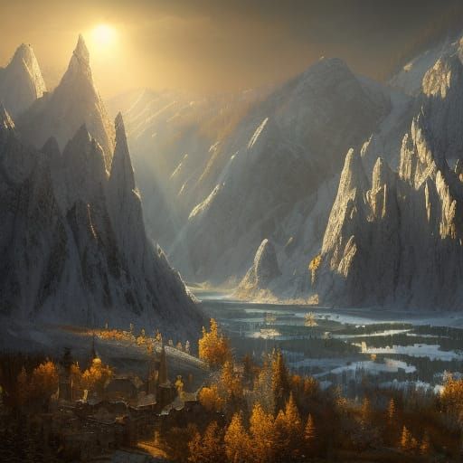 High Gothic Village in Golden Aspen Forest