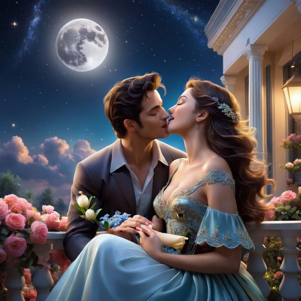 Romantic Night Serenade Under Balcony with Flowers
