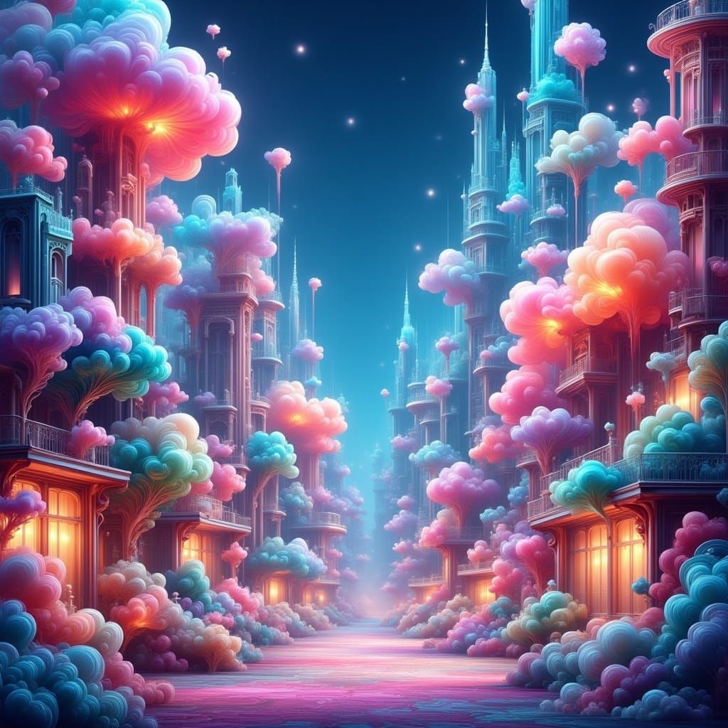 Anime Gaming Scene with Magic and Neon Lights