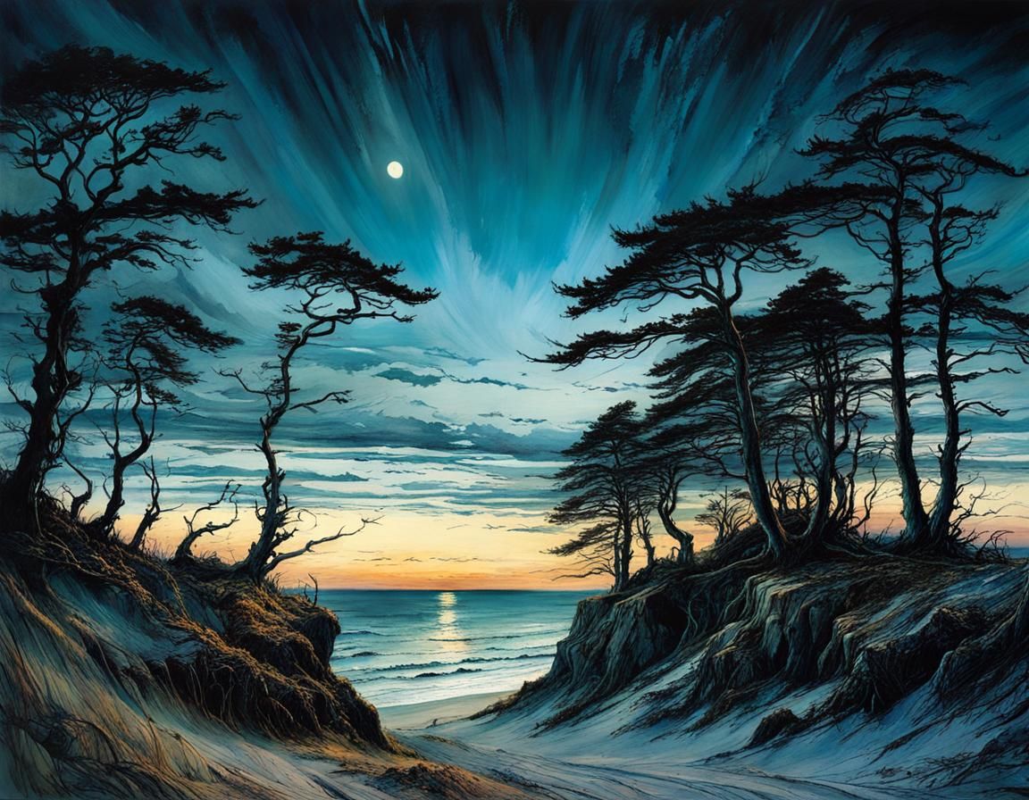 Mysterious Chalk Coast of Rügen at Twilight