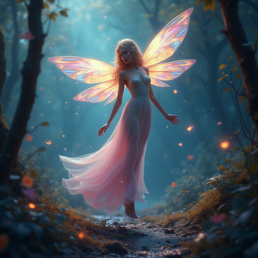 Ethereal Fantasy Fairy in Vibrant Enchanted Realm