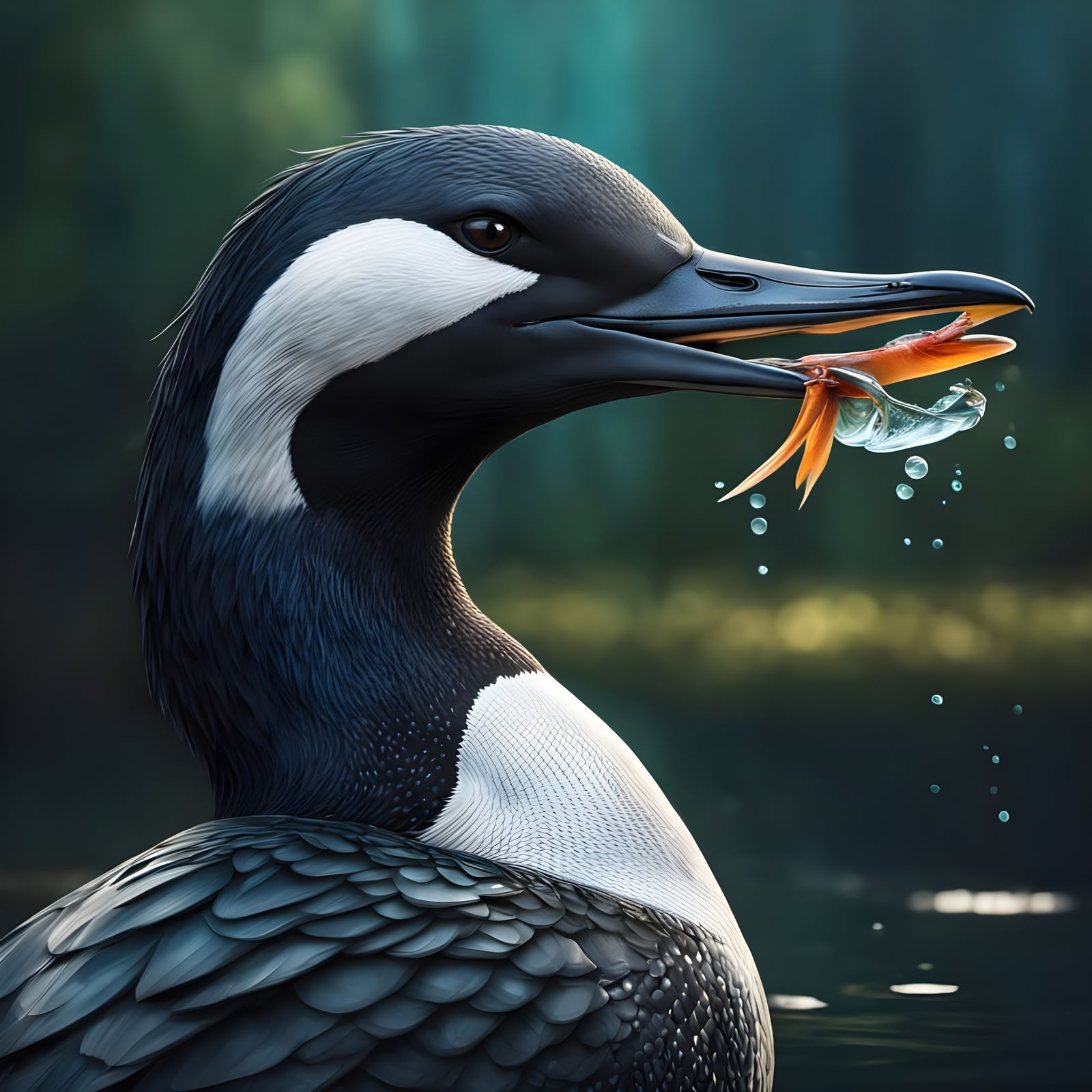 Surreal Loon Portrait in Vibrant Color