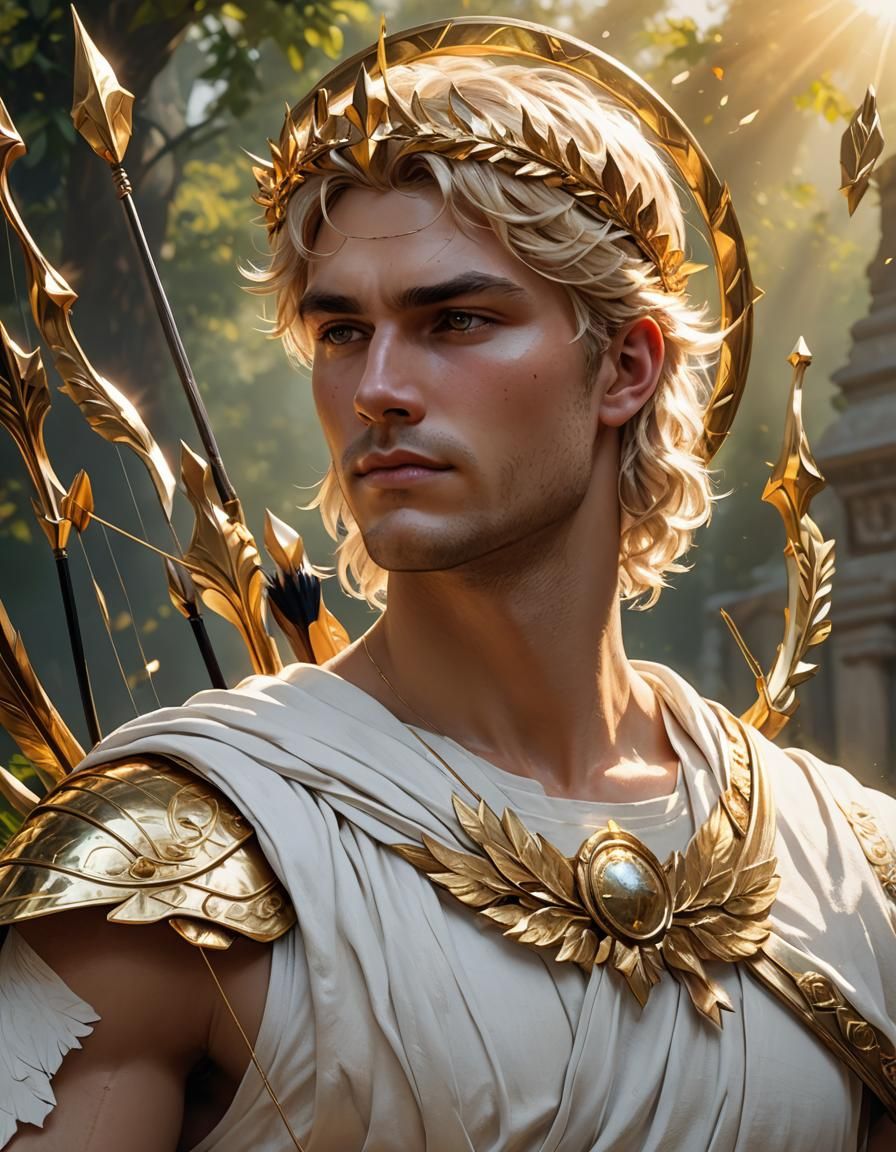 Apollo Portrait with Golden Bow, Art Nouveau Style