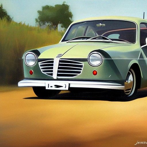 1956 SAAB 9-5 Hatchback in Oil Painting Style