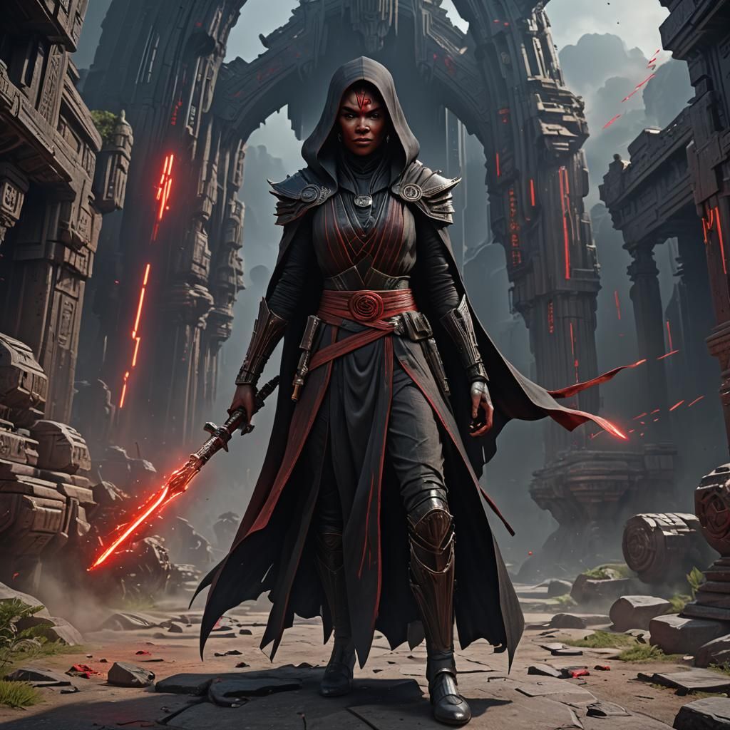 Detailed Matte Painting of a Young Female Sith