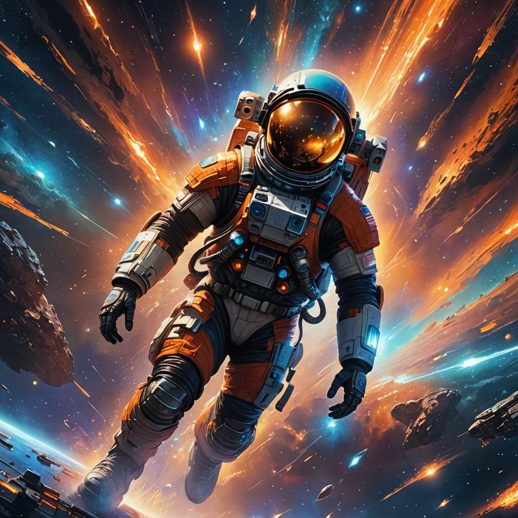 Astronaut Teleportation in Science Fantasy Style