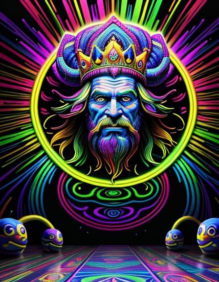 Psychedelic Mountain Man in Alex Grey Style