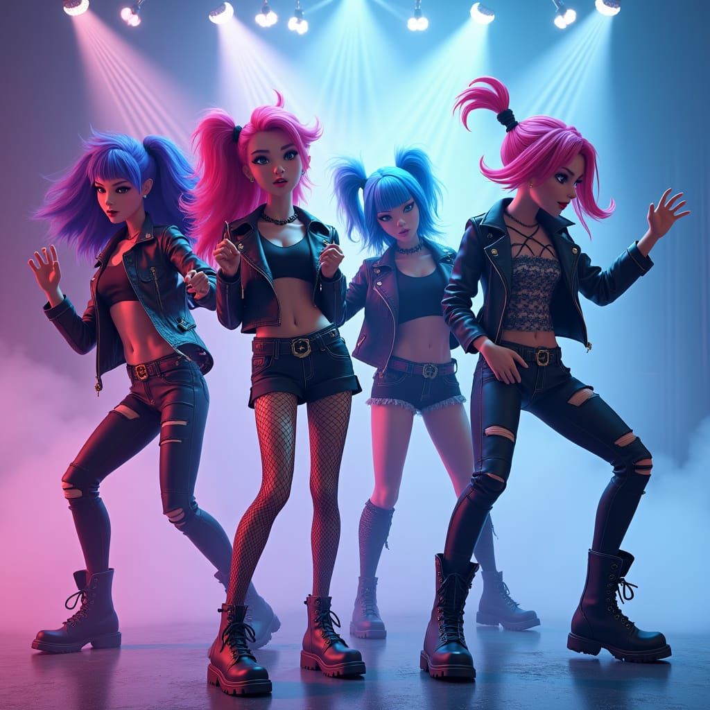 Rocking Girls in Edgy Pixar-Style 3D Art