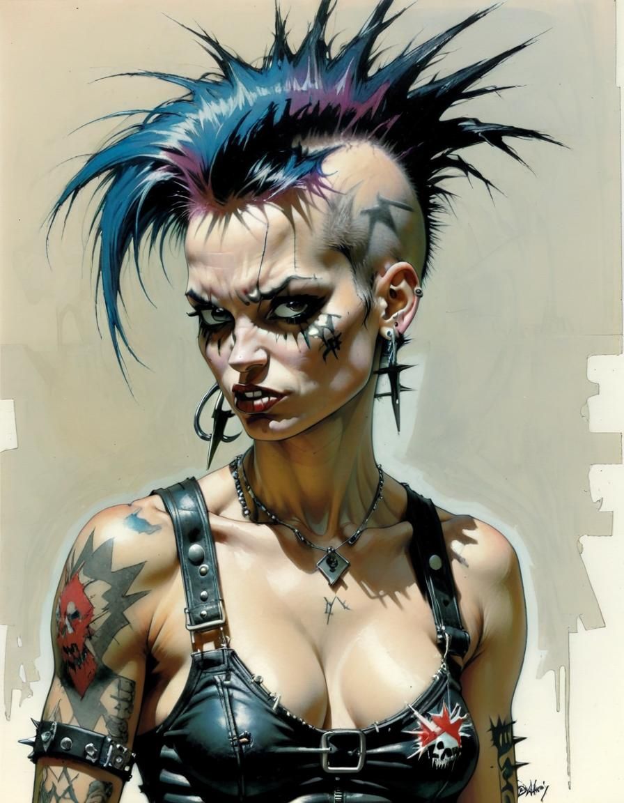 Bold Comic Art: Portrait of a Punk Woman