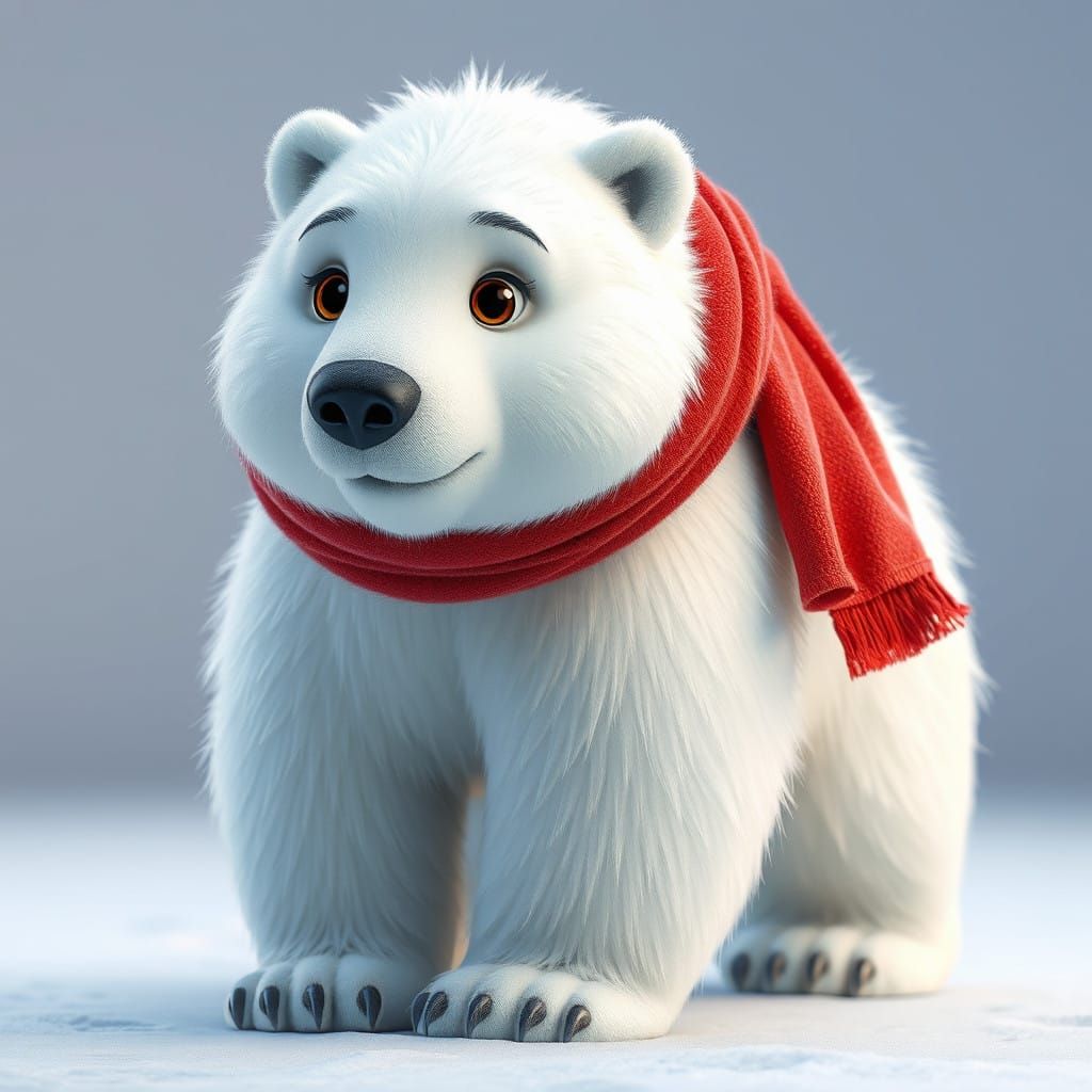 Majestic Polar Bear in Festive Attire Radiates Kindness