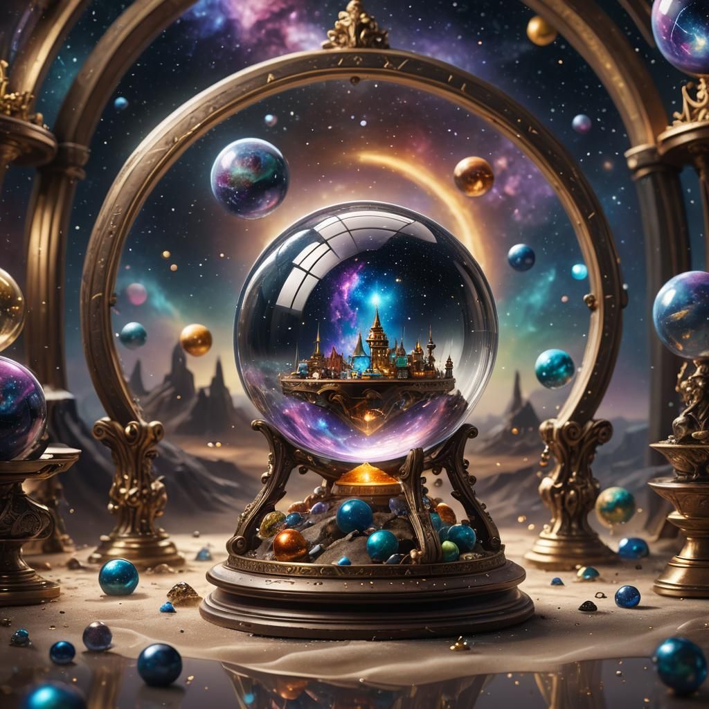 Galaxy in Glass Orb Hourglass: Fantasy Concept Art