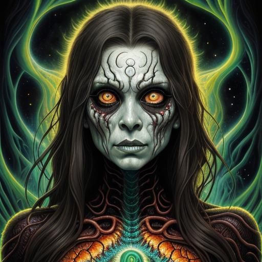 Strange Creature with Sunken Eyes in Horror Aesthetic