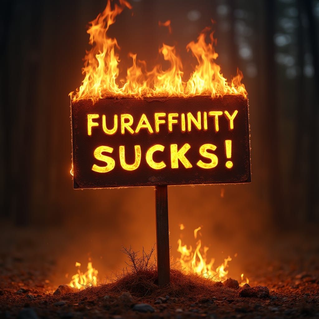 Burning Sign with Controversial Message