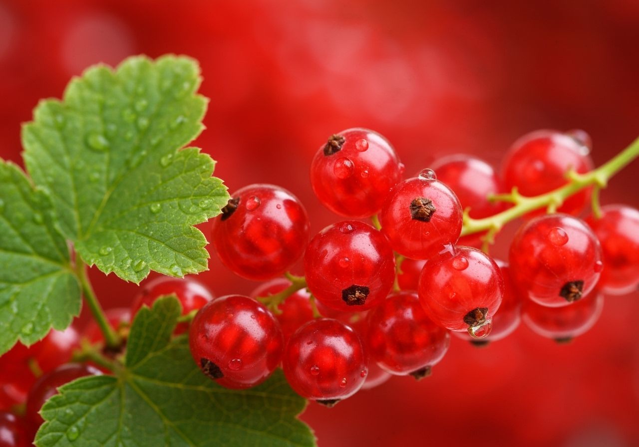 Glossy Red Currants Close-Up
