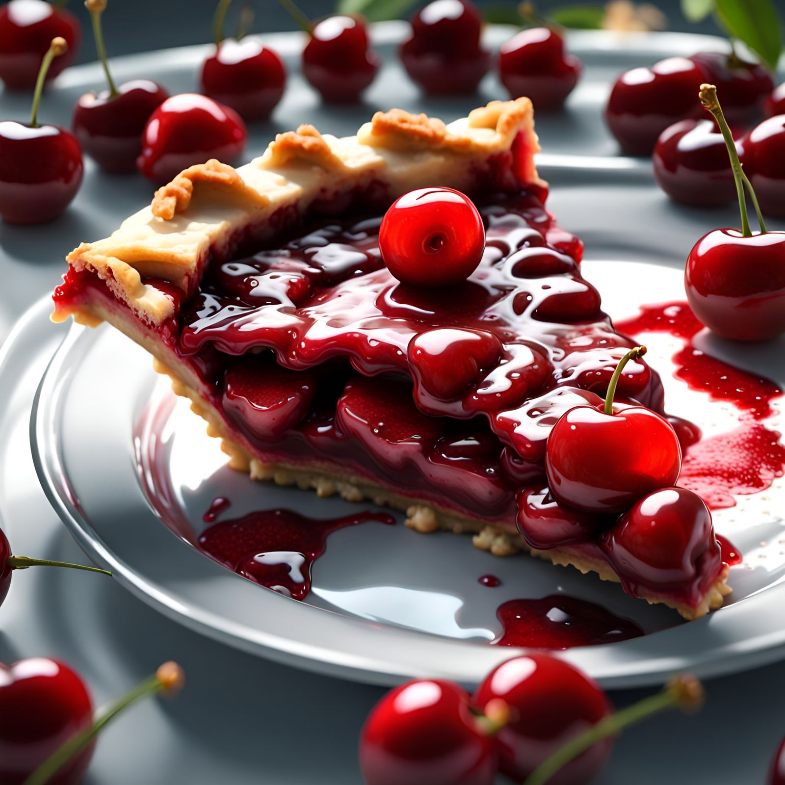 Beautiful Cherry Pie Splash Art in 8k