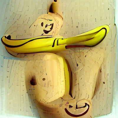 Happy Banana Cartoon Character with Peel