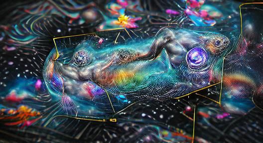 Holographic Astral Cosmic Illustration in Mixed Media