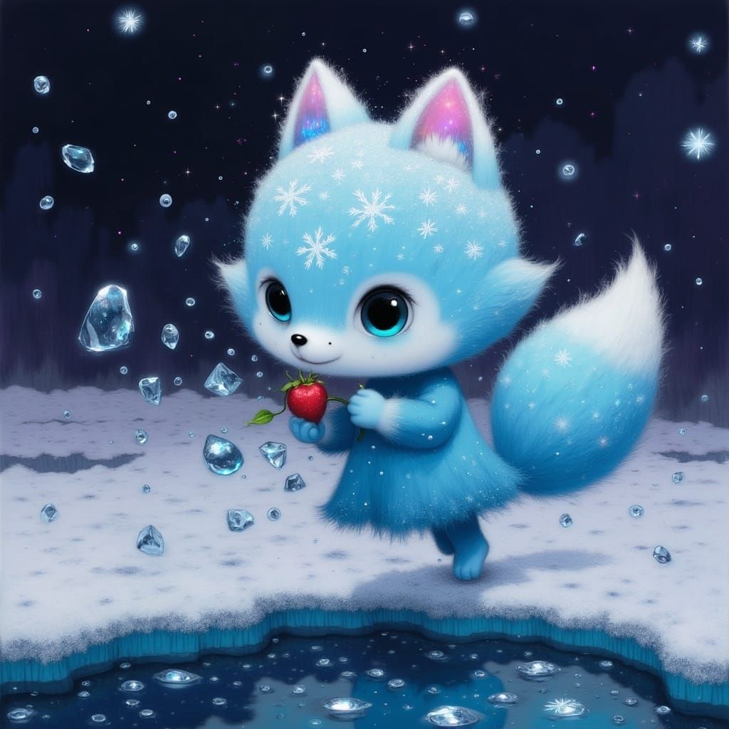 Whimsical Winter Fox Leaps into Dreamy Snowscape