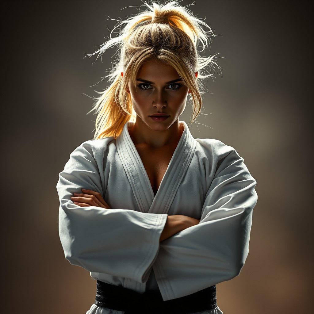 Strong Female Martial Artist in Film Noir Style