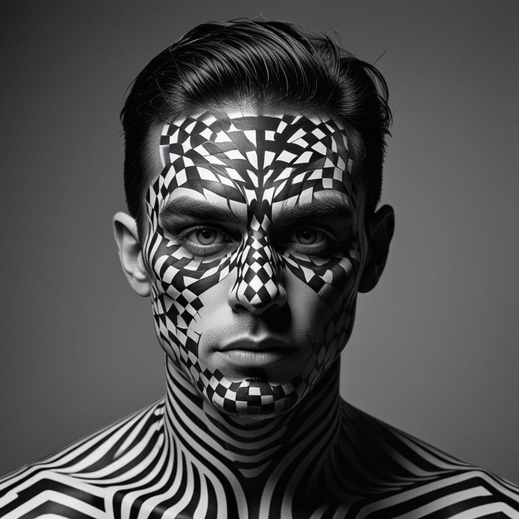 Op Art Portrait of a Man