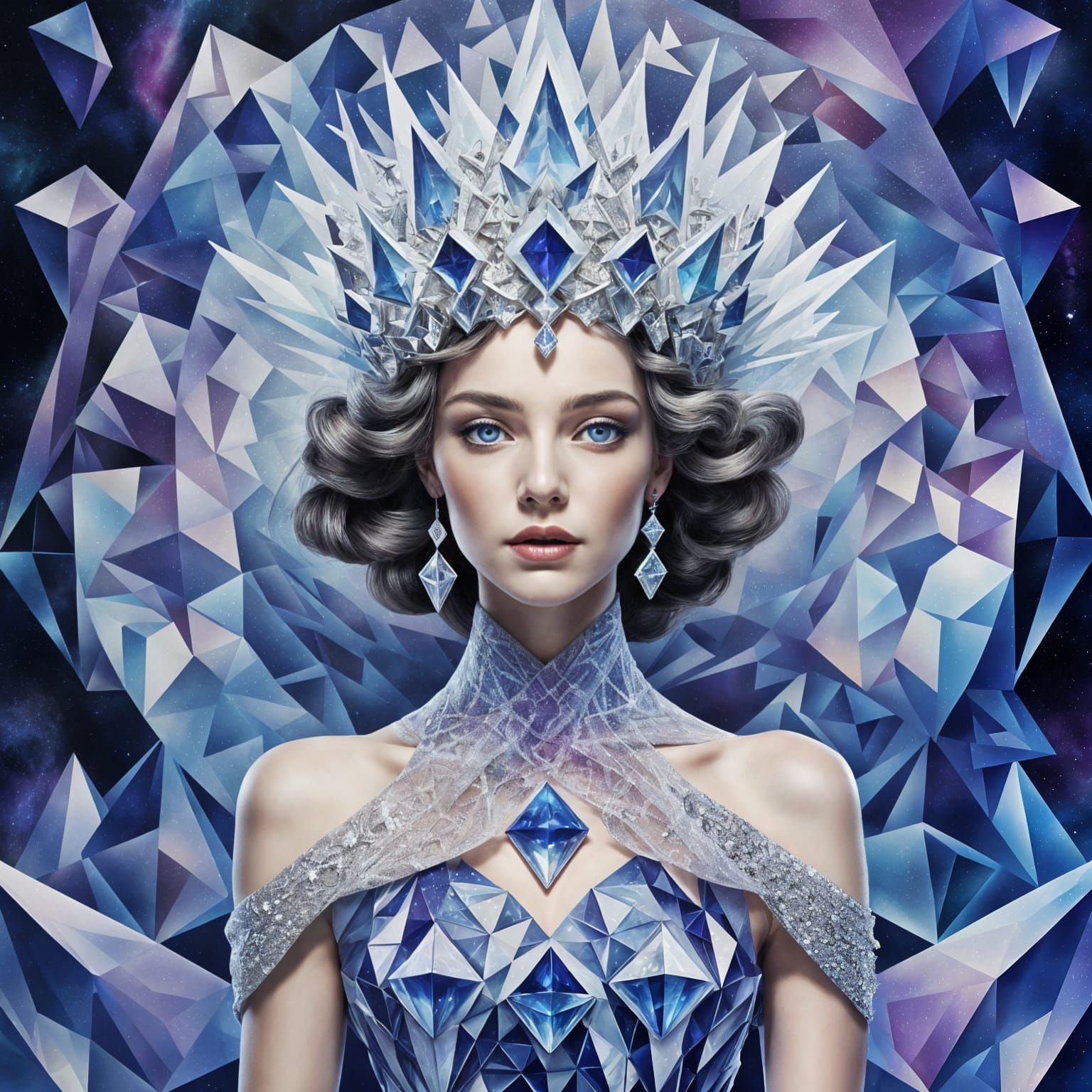 Snow Queen in Cubic Aurora Borealis