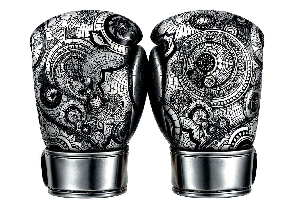 Metallic Zentangle Boxing Gloves: Abstract Design