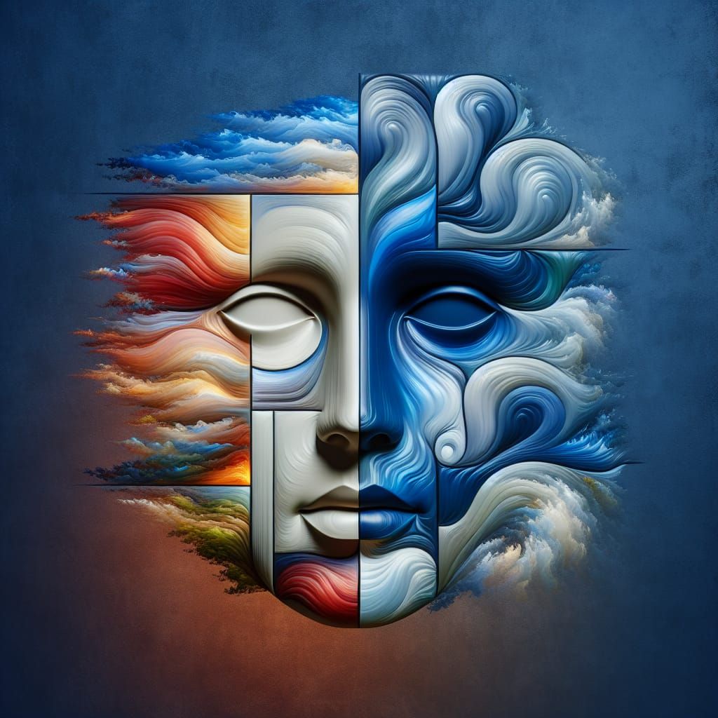 Fusion of Styles: Four Elemental Faces in Hyper-Detailed Art