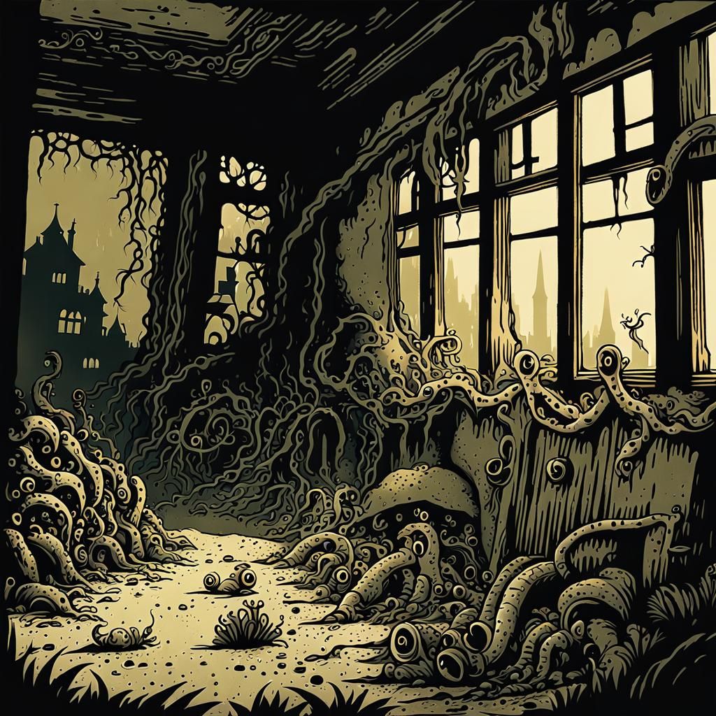 Mystical Abandoned Restaurant in Dark Fantasy Style