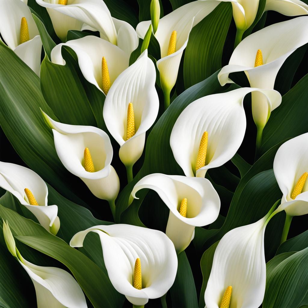 Intertwined Calla Lilies in a White Field